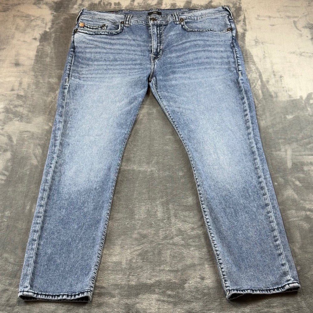 True Religion Geno Relaxed Slim Jeans Mens 44 Blue Medium Wash Denim Stretch
